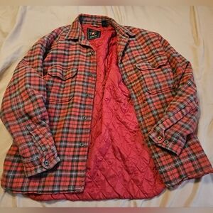 American Eagle Mens Red Plaid Collar quilted Lined Flannel Shacket Size Large